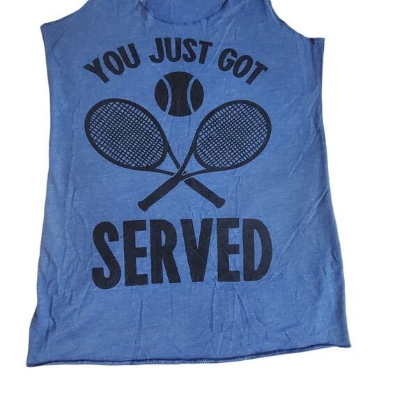Next Level Apparel blue You Just Got Served tennis racerback tank top sz S - Picture 5 of 11